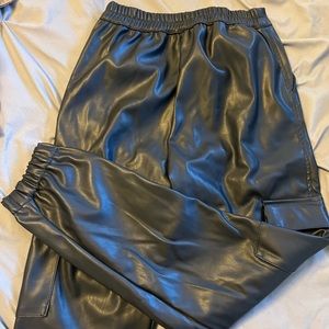 Cargo faux leather pants